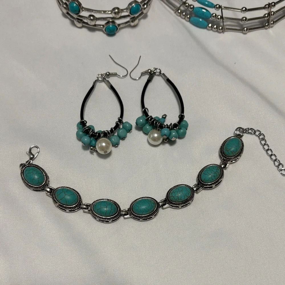 Silver and Turquoise Costume Jewelry - Picture 3 of 5